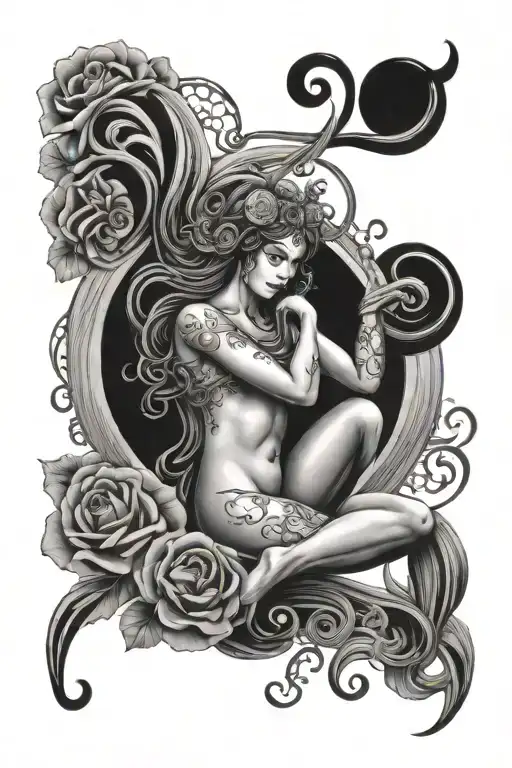Aquarius, Libra, virgo, Aries, zodiac sign intertwined tattoo design idea