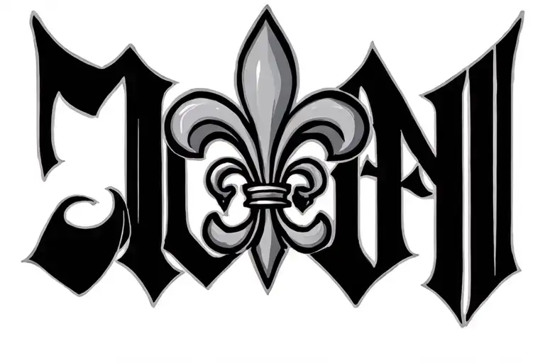 fleur de lis, calligraphy, back of neck tattoo tattoo design idea