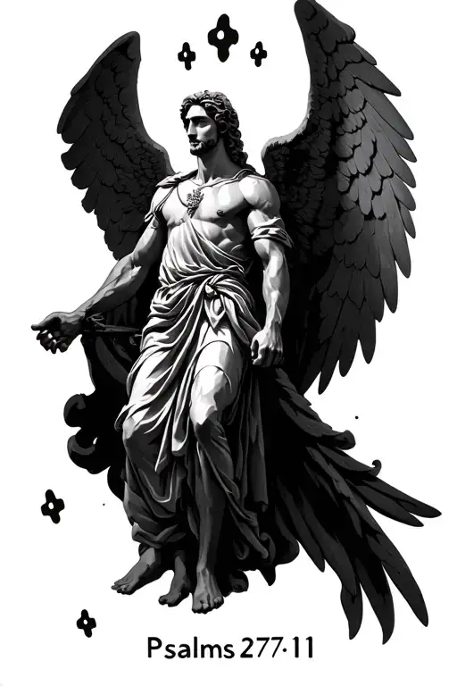 "Psalms 27:1" Archangel Michael with 3 memorial spots tattoo design idea