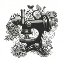 A stylized blackwork tattoo of a microscope surrounded by animal silhouettes tattoo design idea