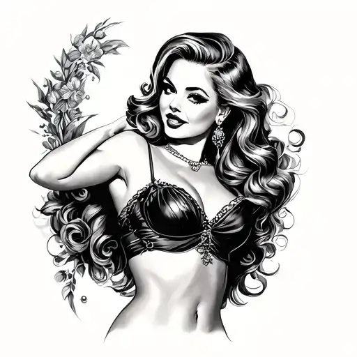 sexy pin up girl tattoo design idea