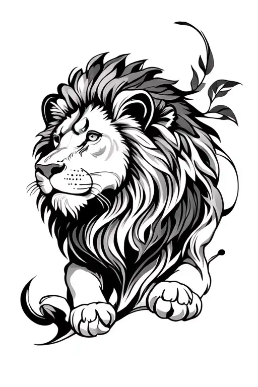a lion in mandala style for men on the calf for my son tattoo design idea