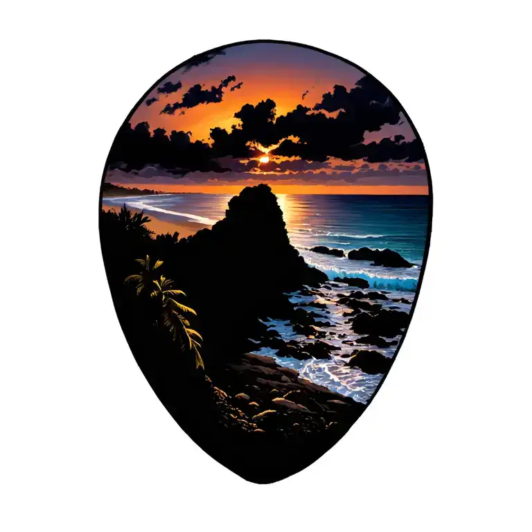 Gold Coast of Costa Rica Sunset tattoo design idea