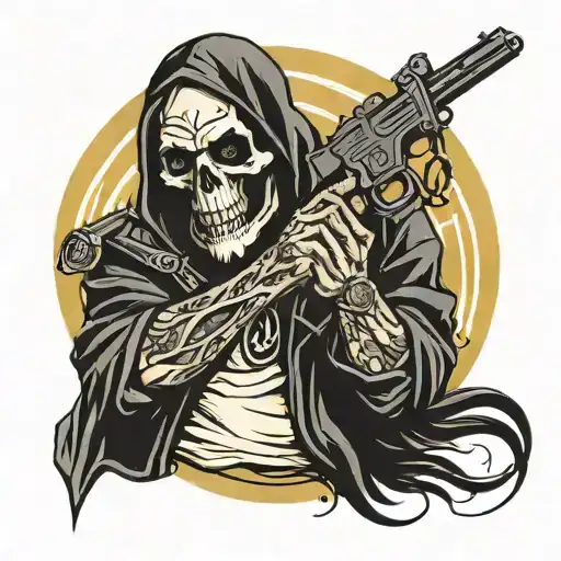 sons of anarchy reaper holding a hooked y from yellowsone  tattoo design idea