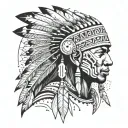 African Warrior With Native American headress pattern incorporating tattoo design idea