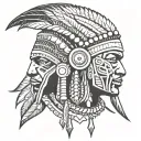 African Warrior With Native American headress pattern incorporating tattoo design idea