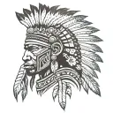 African Warrior With Native American headress pattern incorporating tattoo design idea