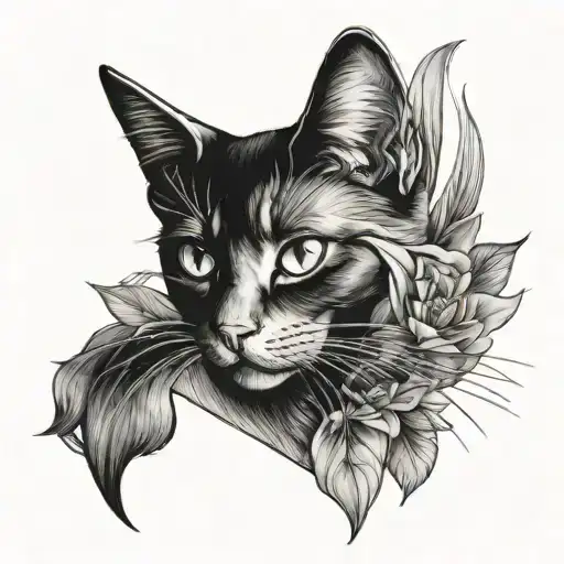 black cat and tuxedo cat tattoo design idea