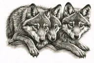 two baby wolves representing family tattoo design idea