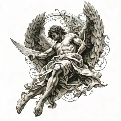 falling angel and roberto ferri tattoo design idea