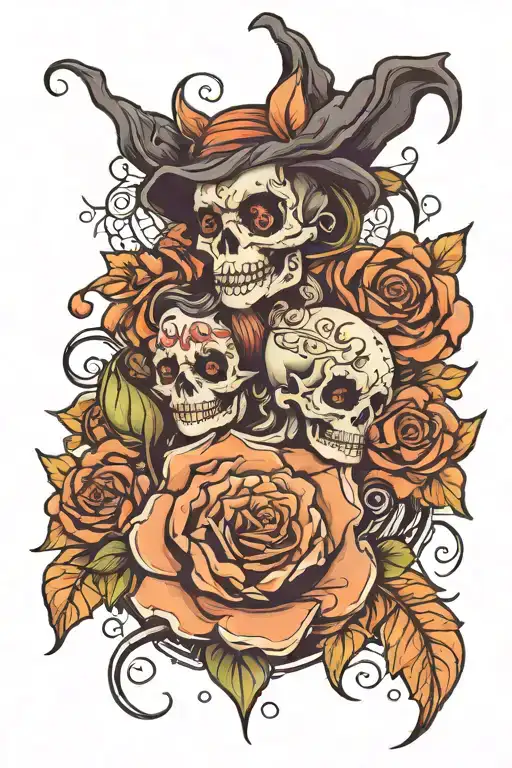 Halloween and valentines tattoo design idea