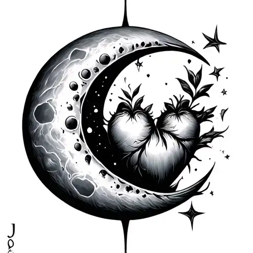 j heart a moon tattoo design idea
