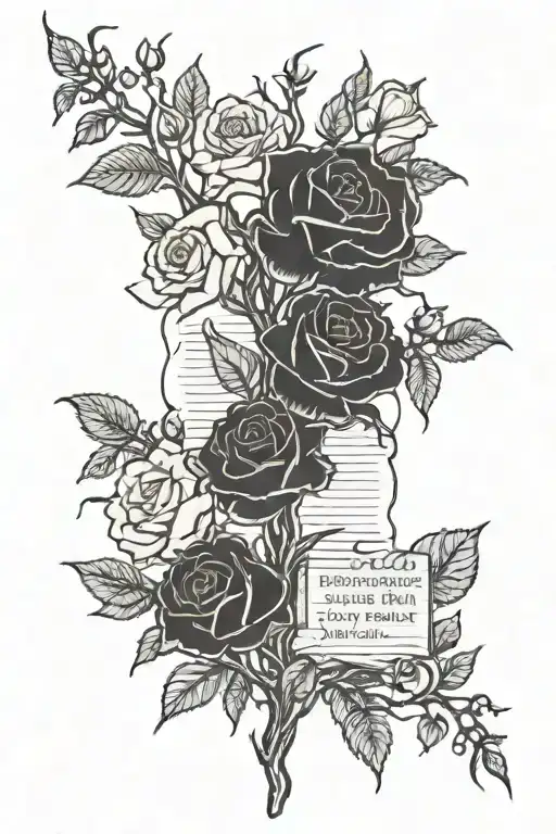 poison tree branches with 3 roses and bible verse  tattoo design idea