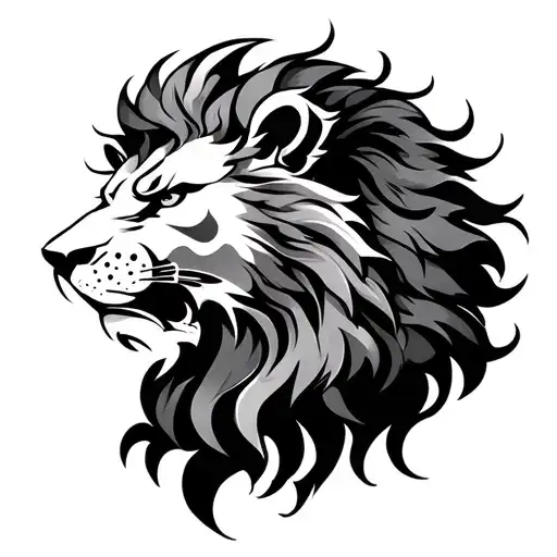 japanese style lion head tattoo design idea