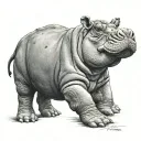 hippo tattoo design idea