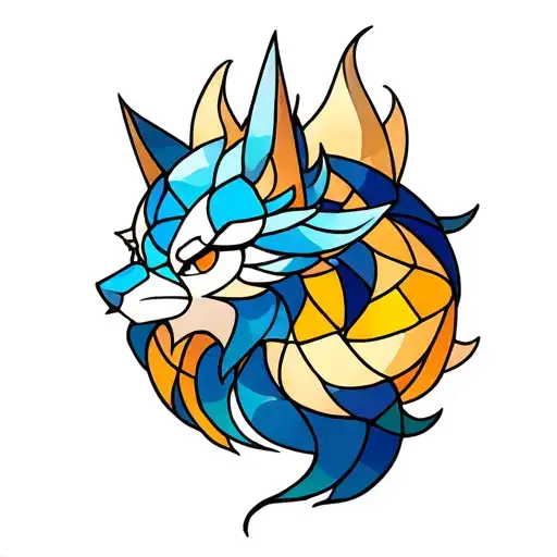 stained glass ninetails tattoo design idea