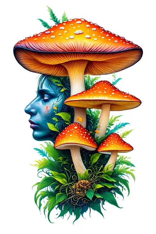 ayahuasca with bufo and psilocybin mushrooms tattoo design idea