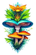 ayahuasca with bufo and psilocybin mushrooms tattoo design idea