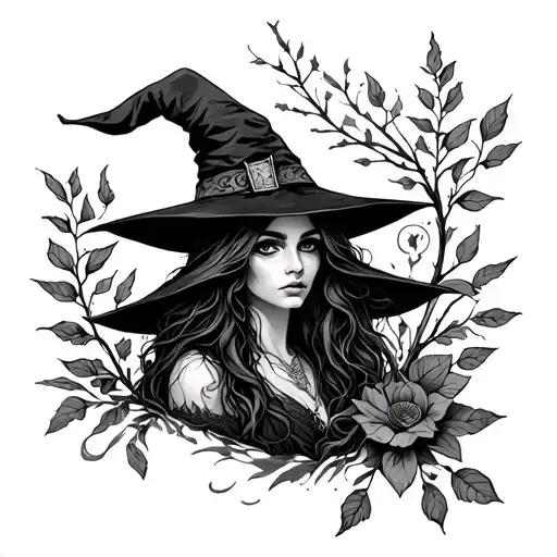 nature witch tattoo design idea