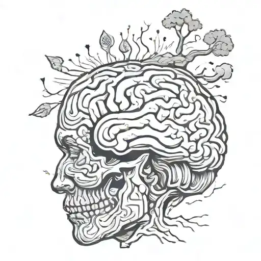 brain and emotions representing mental health struggles tattoo design idea