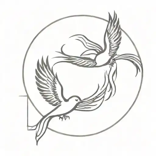 phoenix rising and scorpion and swallow bird flying tattoo design idea