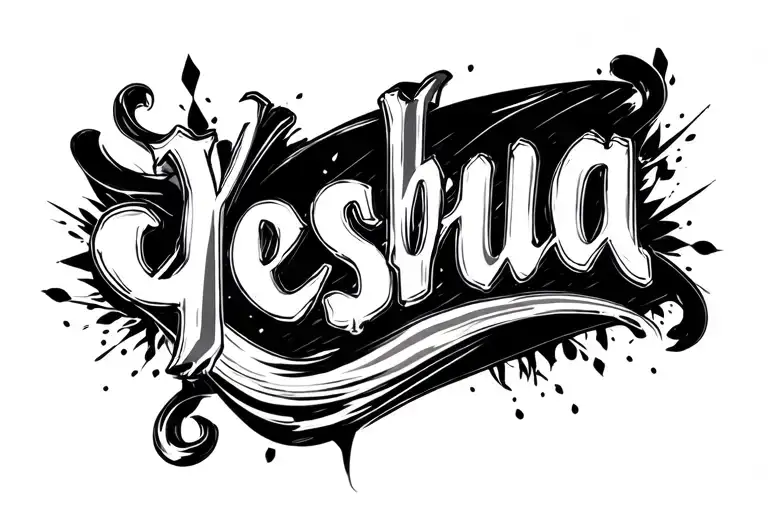 "Yeshua" black wall art tattoo design idea