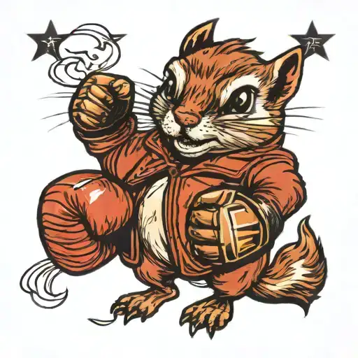 a chipmunk boxer in boxing gloves with a black eye tattoo design idea