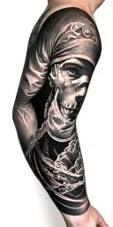 Arm sleeve medical field theme black and gray Towards the shoulder I want older references to medical care and it gets  tattoo design idea