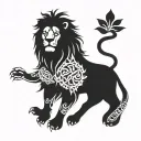 A lion with intricate blackwork tattoos representing Jesus as the Lion of Judah tattoo design idea
