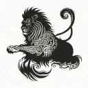 A lion with intricate blackwork tattoos representing Jesus as the Lion of Judah tattoo design idea