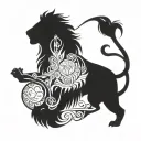 A lion with intricate blackwork tattoos representing Jesus as the Lion of Judah tattoo design idea