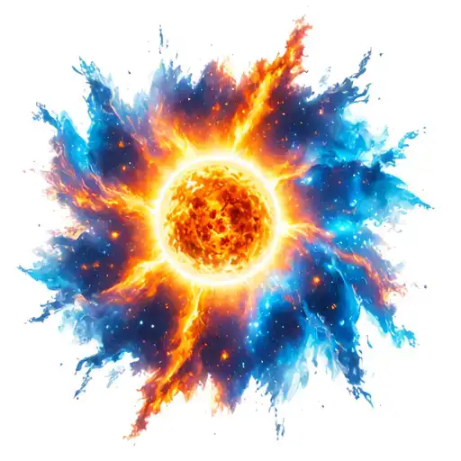 a sun going supernova in the middle of a nebula tattoo design idea