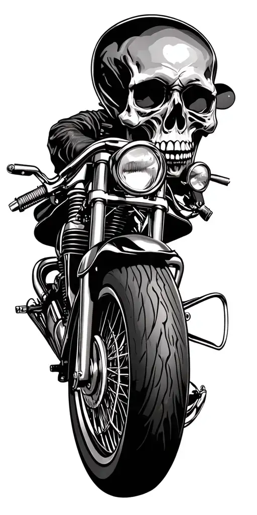 skull, chopper motorcycle tattoo design idea