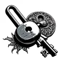lock and key tattoo design idea