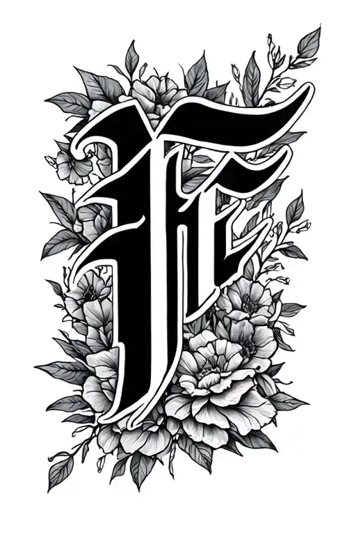 cross and word fe writing in cursive tattoo design idea