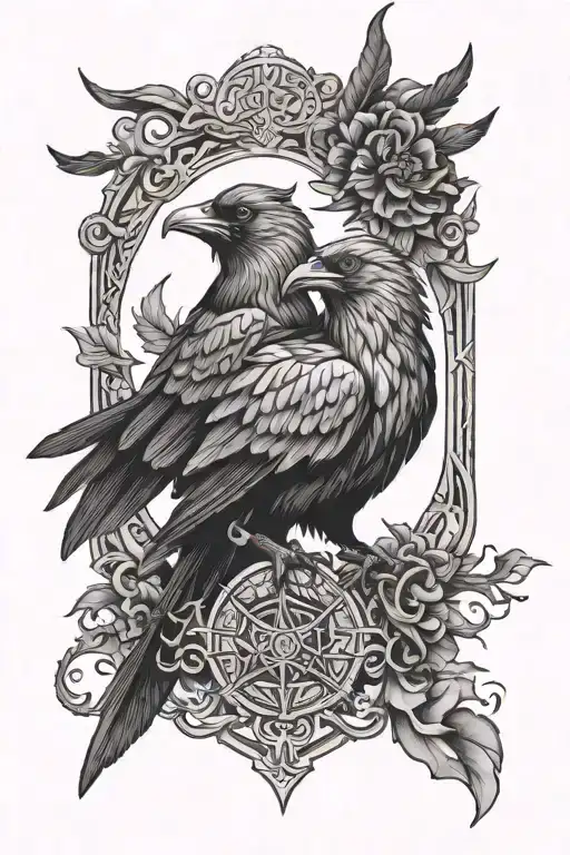 lucifer sigil combined with crows tattoo design idea