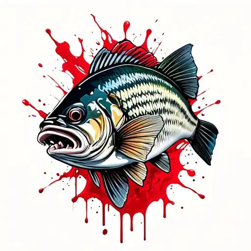 tropical themed largemouth bass fish tattoo design idea