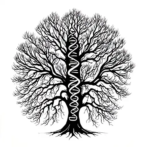 dna symbol comming from a tree tattoo design idea