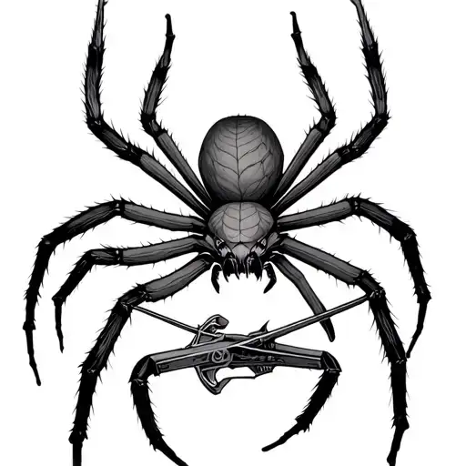 large spider, a sagittarius crossbow tattoo design idea