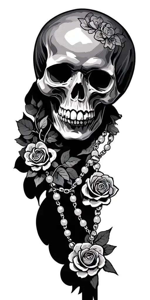 rosary skull  tattoo design idea