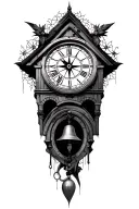 clock,compass bell tower shape tattoo design idea