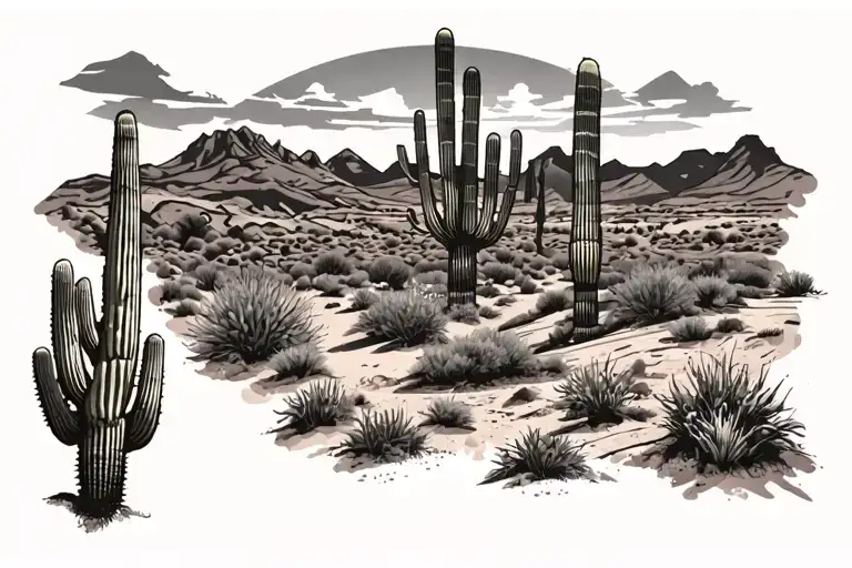 Arizona desert landscape tattoo design idea
