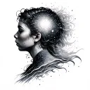 person made of stardust trailing tattoo design idea