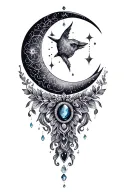 "Cameron Eli Amara Zara" Zodiac moon jewels tattoo design idea