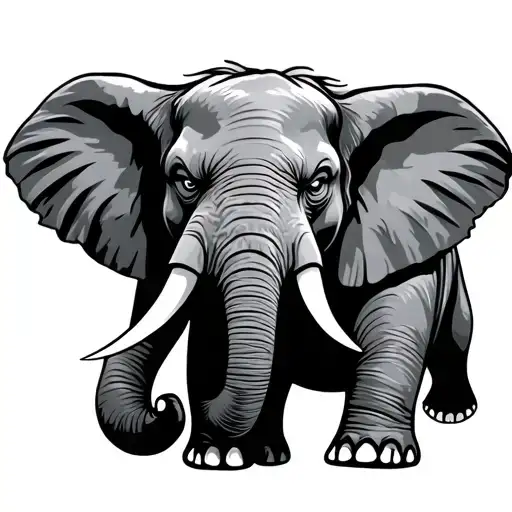 very angry elephant simply indian tattoo design idea
