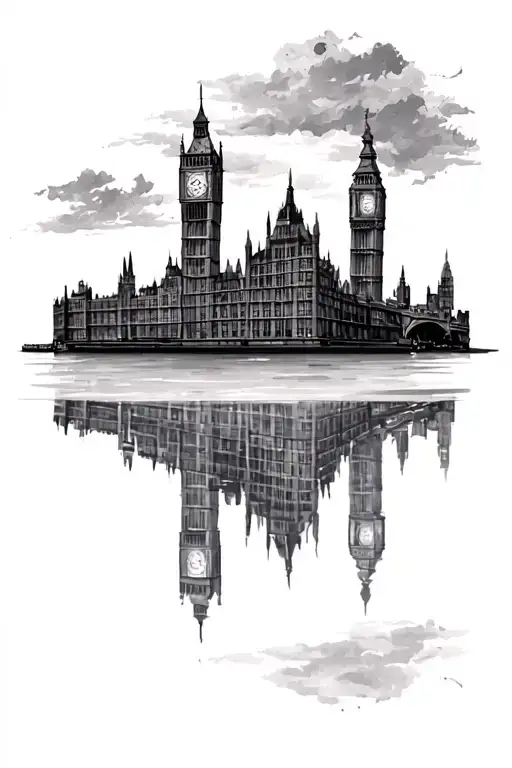 spooky london skylines reflecting tattoo design idea