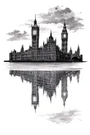 spooky london skylines reflecting tattoo design idea