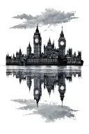 spooky london skylines reflecting tattoo design idea