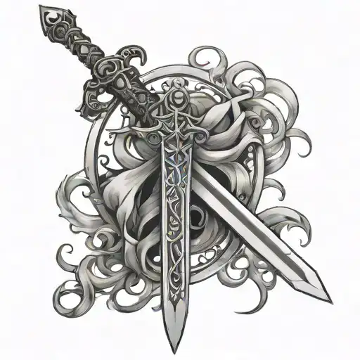 Sword of narsil with evenstar hanging from hilt tattoo design idea