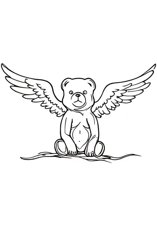 gummy bear sitting with Angel Wings tattoo design idea